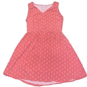 Woman’s Old Navy Sleeveless Spring Dress Geometric Print Size L Short Pink/Coral